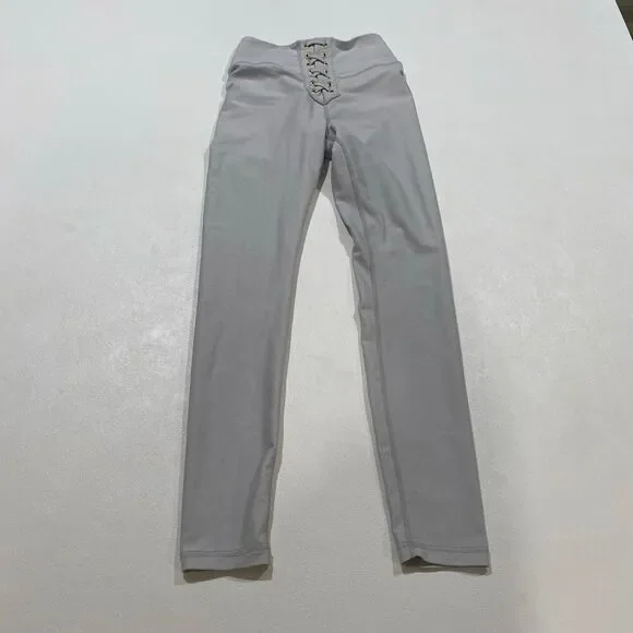 We Wore What Gray Lace Up High Waist Leggings XS Stretch Athleisure Pants - Picture 1 of 9